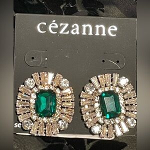 Large Green Crystal Rhinestone Earrings